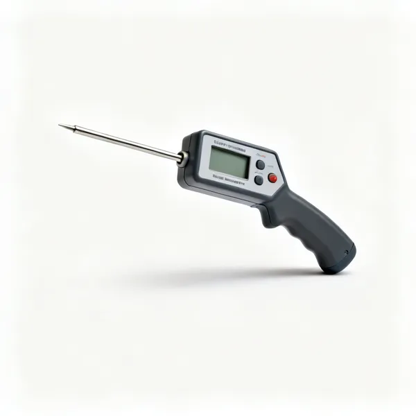 A digital kiln pyrometer with a probe