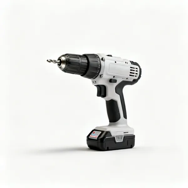 A compact cordless drill driver with a keyless chuck and a small battery
