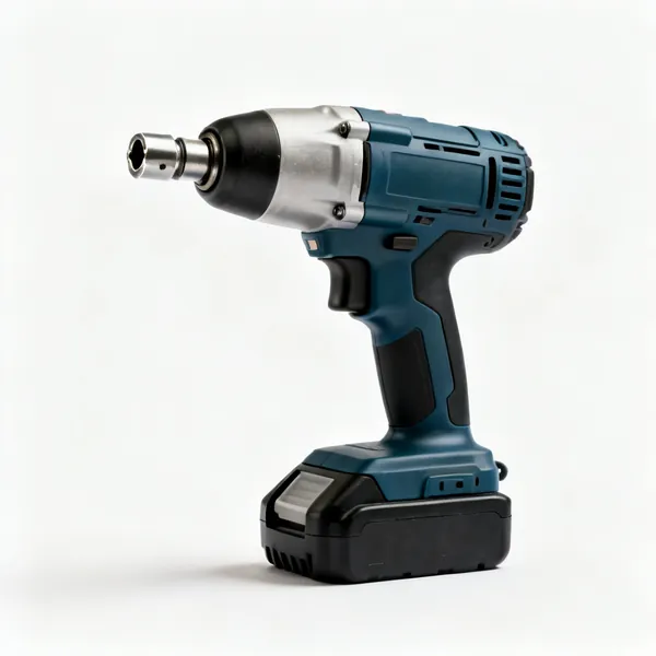 A cordless impact driver with a hex quick change chuck and a battery