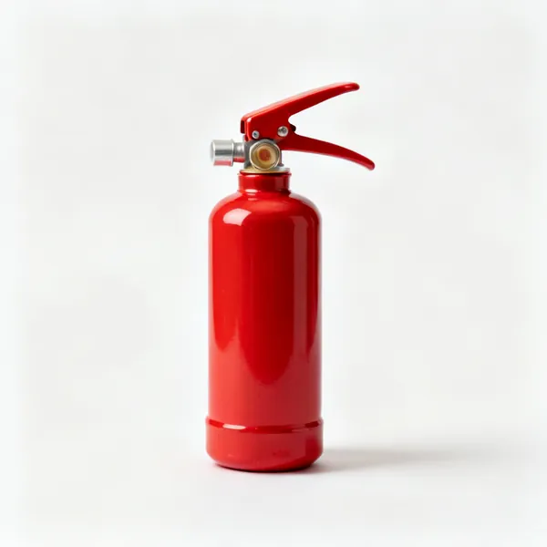 A small red water fire extinguisher