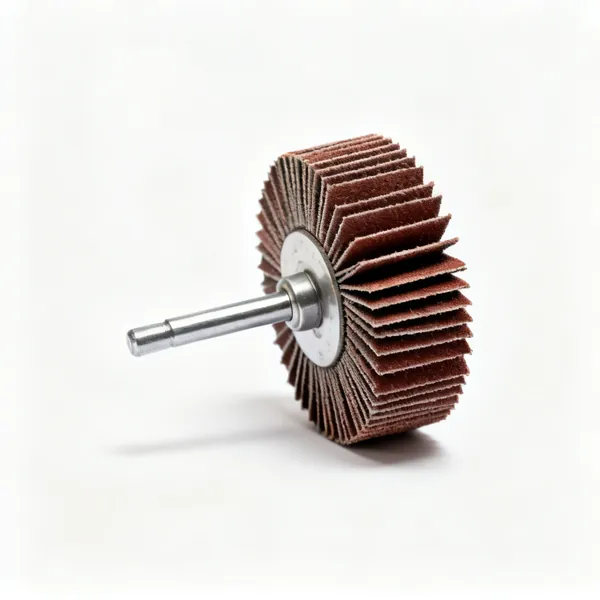 An abrasive flap disc with overlapping sanding flaps