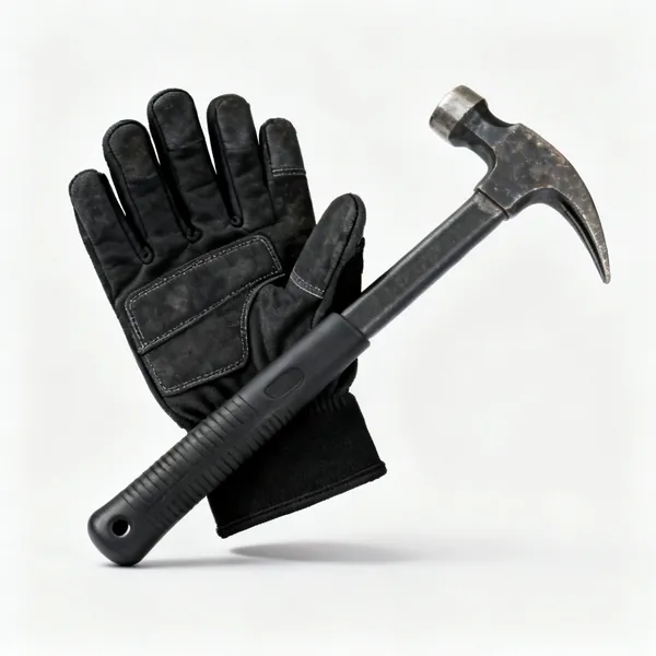 A pair of black work gloves with reinforced palms