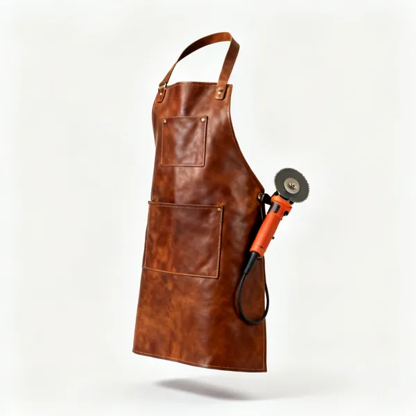 Leather apron: A brown leather welding and grinding apron