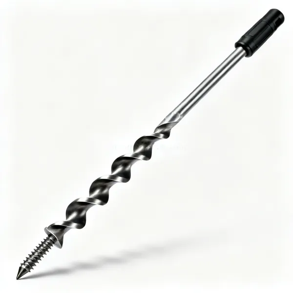 Auger bit: A long auger drill bit with a deep helical flute and a screw point