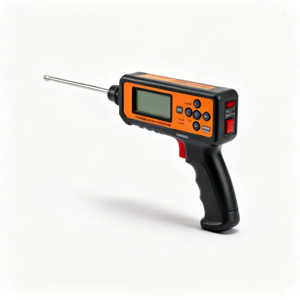 A handheld cable and pipe detector with an LCD display