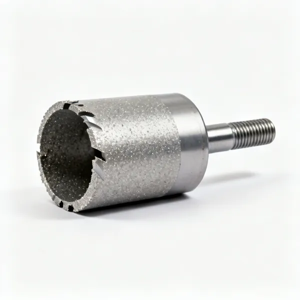 Core bit: A large cylindrical diamond core drill bit with a threaded shank