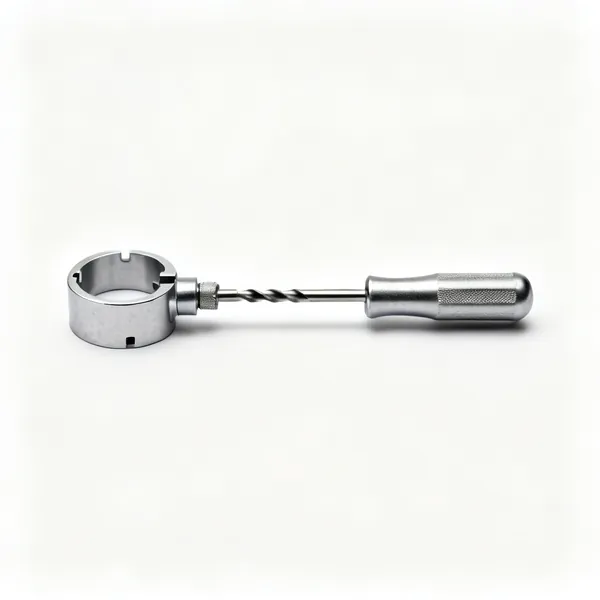 A metal drill depth stop collar and an adjustable depth rod