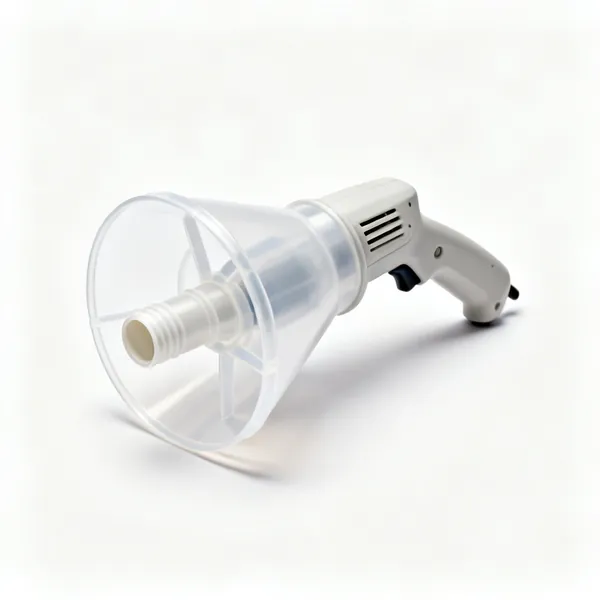 Dust collector: A plastic drill dust collection shroud with a hose port