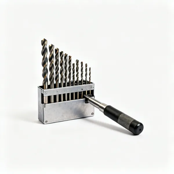 HSS twist bits: A set of HSS twist drill bits of graduated sizes in a metal case
