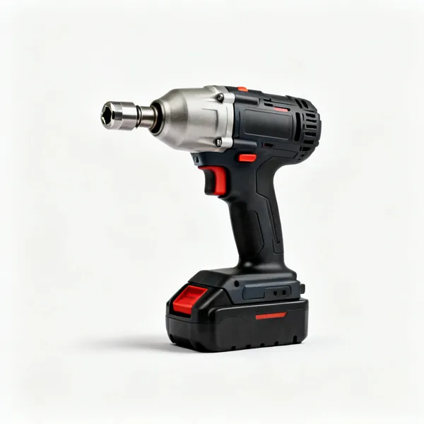 A cordless impact driver with a hex quick change chuck and a battery