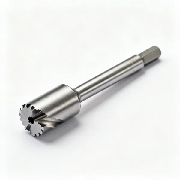 A steel plug cutter bit with a cylindrical cutting head