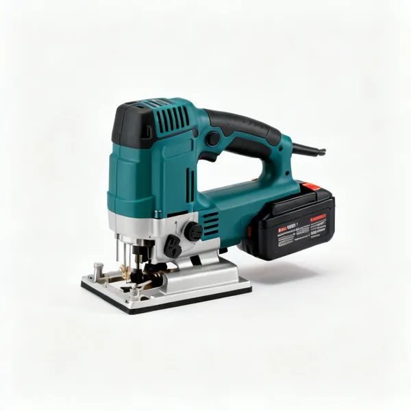 A cordless router power tool with a battery pack and a compact base