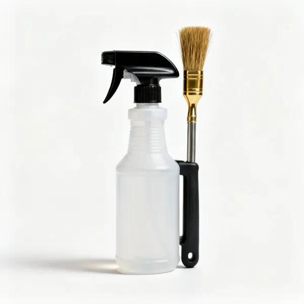 Cutter cleaner: A spray bottle of router cutter resin cleaner with a brass brush