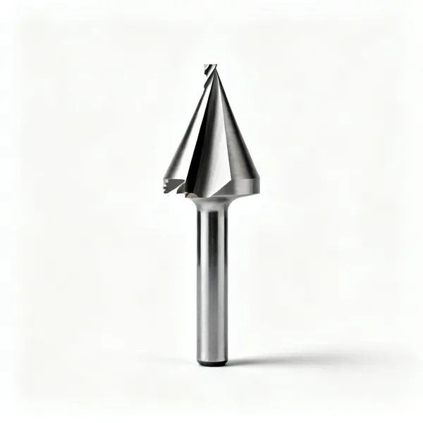 Dovetail bit: A dovetail router cutter bit with a tapered flared cutting head