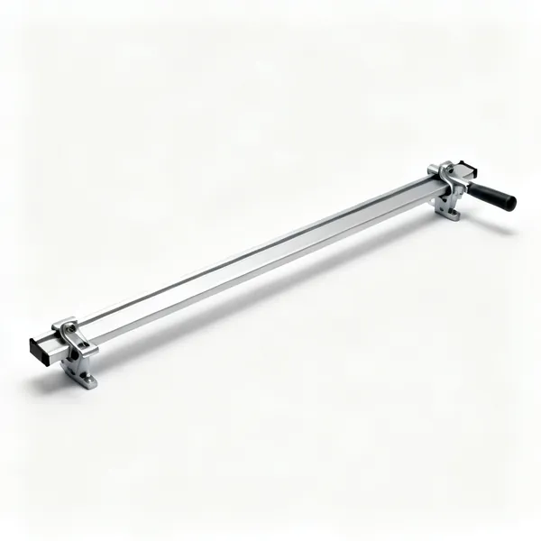 An aluminium straight edge guide rail with two clamps at its ends