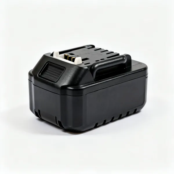 Spare battery: A black cordless power tool battery pack with contacts on top
