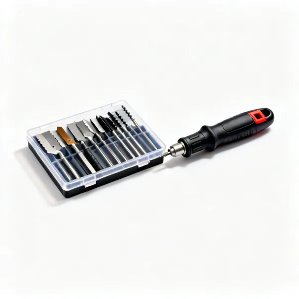 Mixed blade set: A set of assorted oscillating multi tool blades in a plastic case