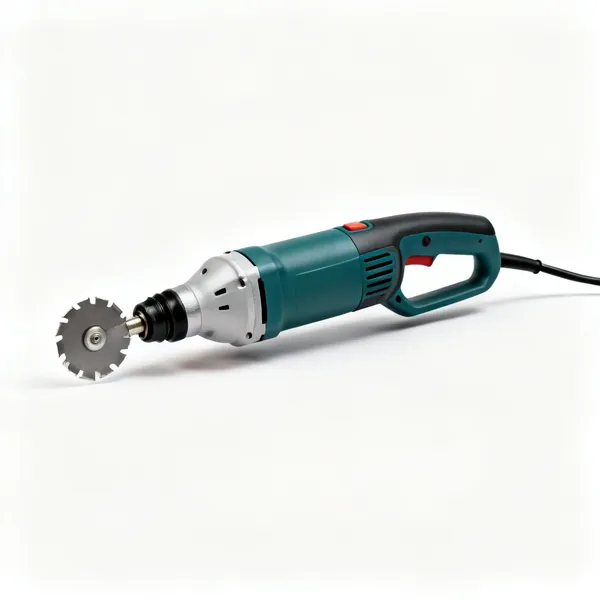 Corded oscillating tool: A corded oscillating multi tool with a cutting blade fitted, a cylindrical body and a power cable