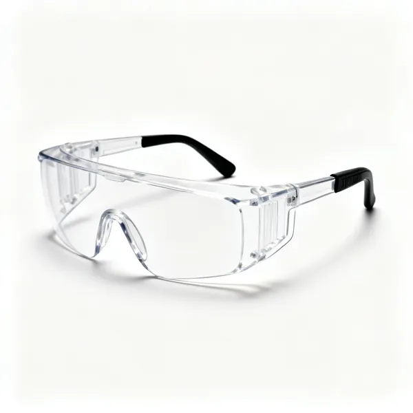 A pair of clear lens safety glasses with side shields