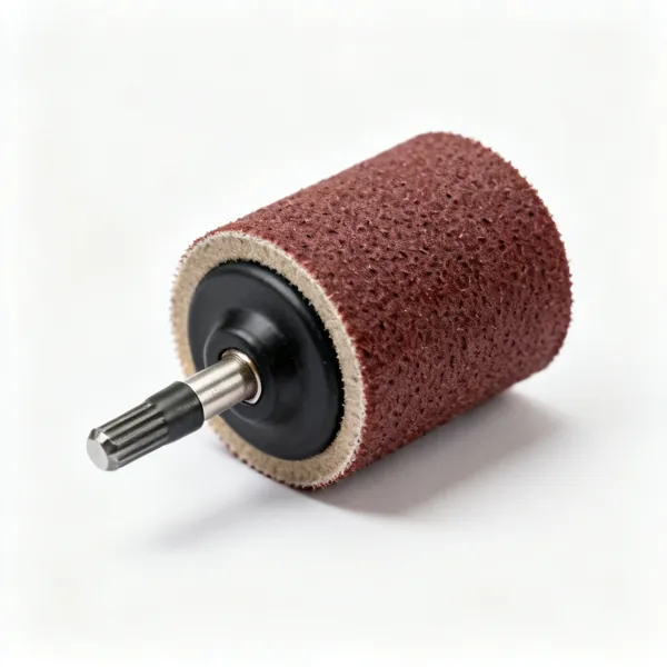 A set of small rotary tool sanding drums with abrasive sleeves on rubber mandrels