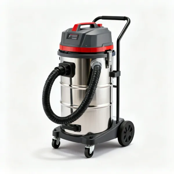 An M-class dust extractor with a hose, filter housing and wheels