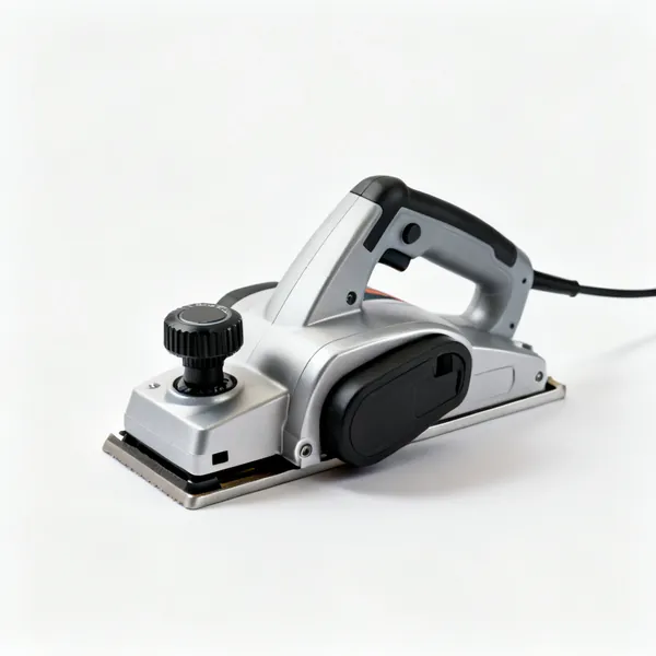 A handheld electric planer with a front depth adjustment knob