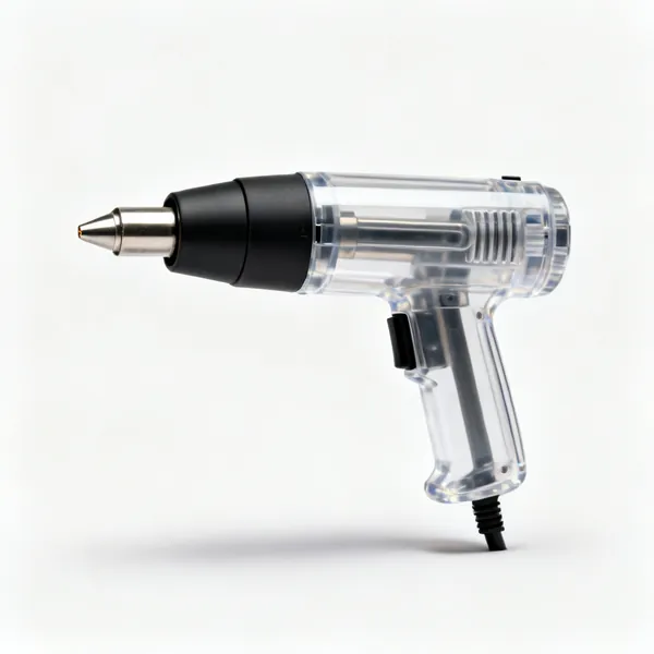A heat gun with a pistol grip and a metal nozzle
