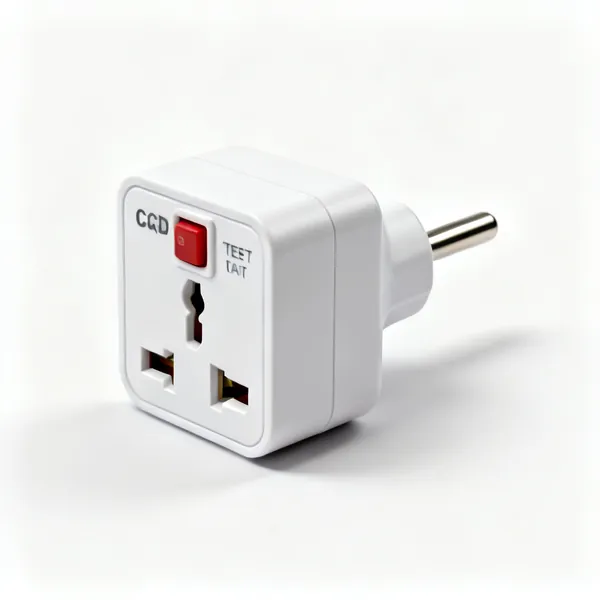 RCD adaptor: An RCD safety adaptor plug with a test and reset button