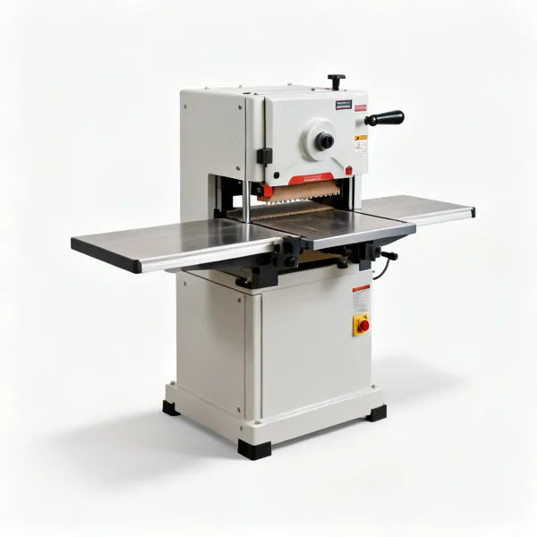 A benchtop thicknesser planer with an infeed table and cutter head
