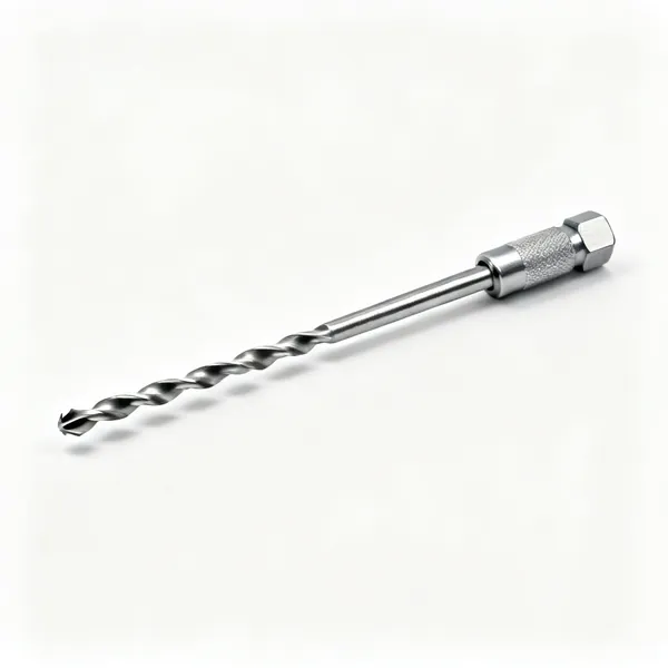 A metal rotary chimney rod drill adaptor with a hex shank