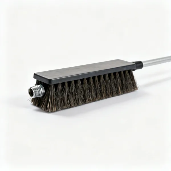 Flat flue brush: A rectangular flat chimney sweeping brush head with a threaded fitting