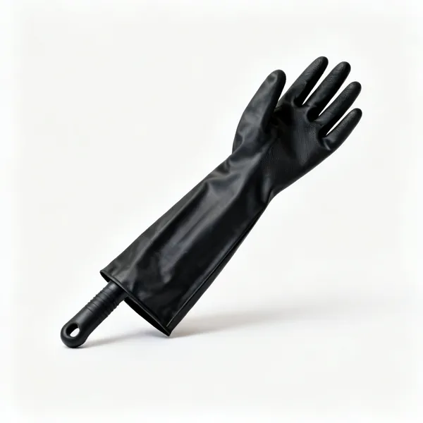 A pair of long black nitrile gauntlet gloves
