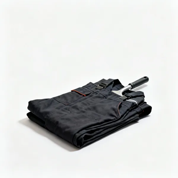 A folded set of dark work overalls