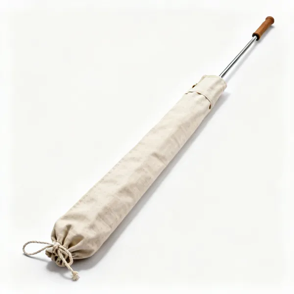 Rod bag: A long canvas chimney rod carrying bag with a drawstring