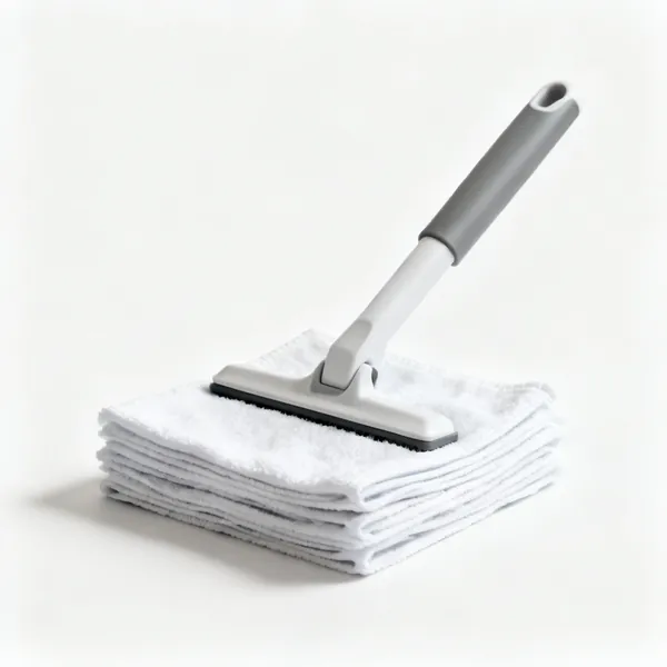 Damp cloths: A stack of folded damp cleaning cloths