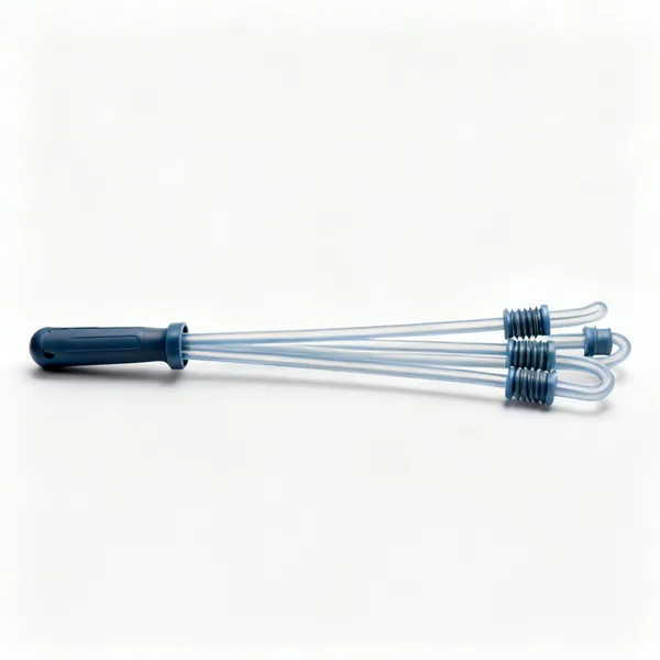 Flexible rod: A set of flexible plastic drain clearing rods with threaded connectors