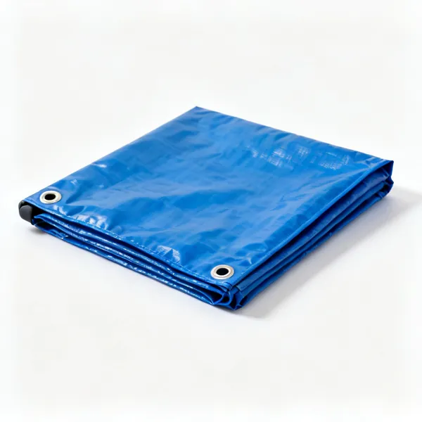 Ground sheets: A folded blue polypropylene ground sheet with eyelets