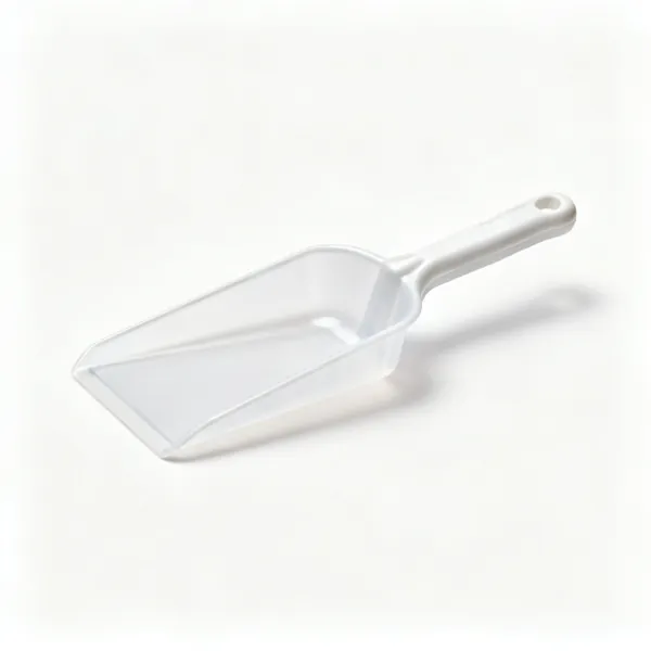 Gutter scoop: A narrow plastic gutter cleaning scoop with a moulded handle