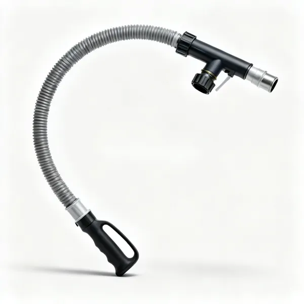 Gutter rinse wand: A curved hose gutter cleaning wand attachment with a nozzle and hose fitting