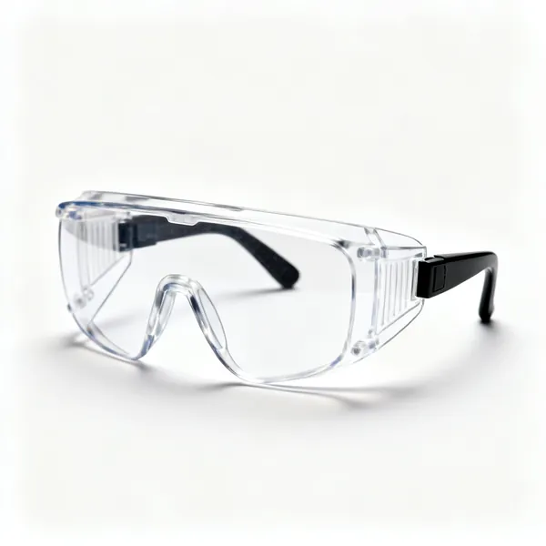 A pair of clear lens safety glasses with side shields
