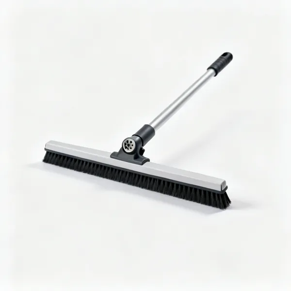 Pole squeegee: A wide rubber squeegee head with a pole attachment socket