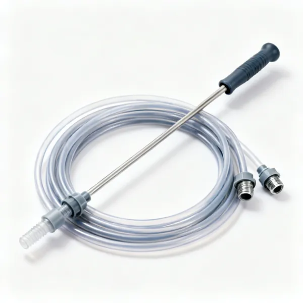 Flexible rods: A set of flexible plastic drain clearing rods with threaded connectors