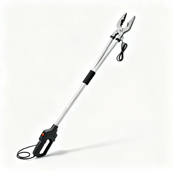 Gutter tongs: A pair of long handled gutter cleaning tongs with sprung gripping jaws and a control cord