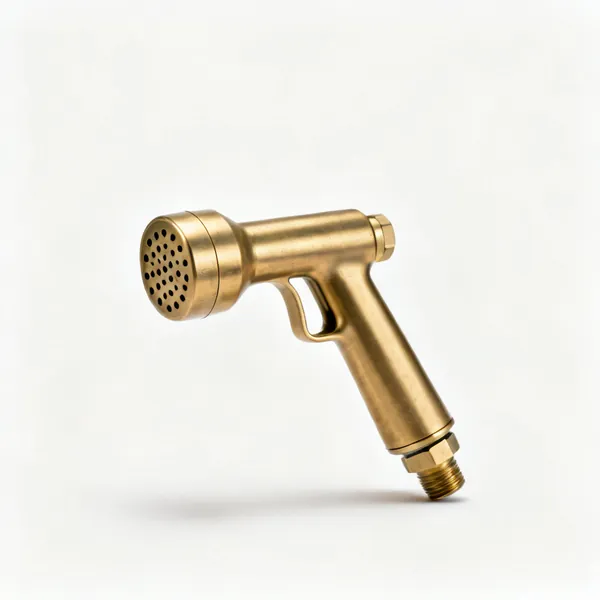 Downpipe jetting nozzle: A brass drain jetting nozzle with small rear facing jet holes and a hose connector