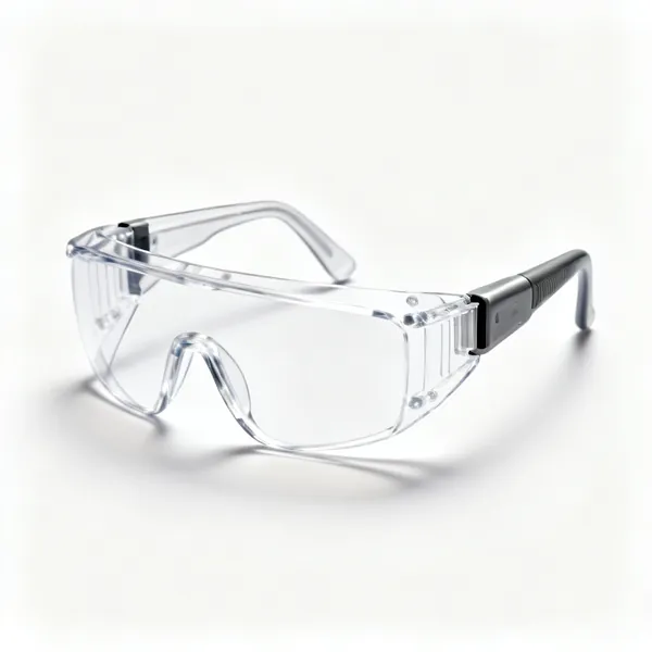 A pair of clear lens safety glasses with side shields