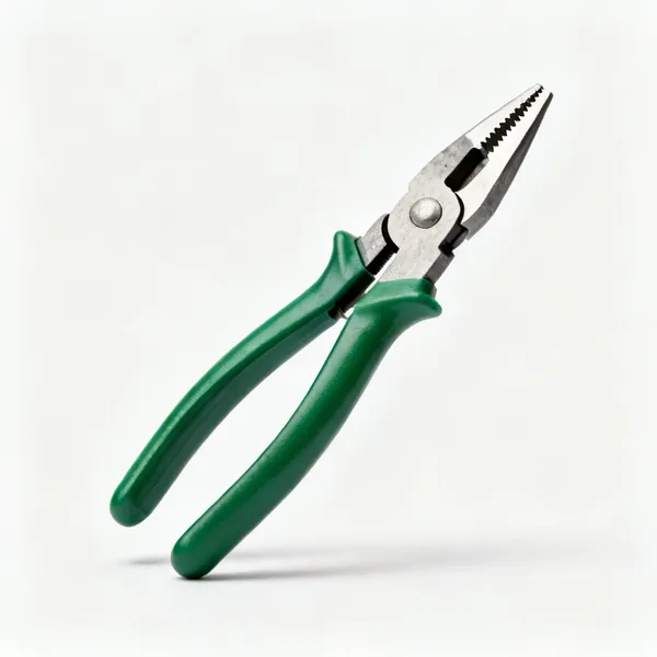 Right cut snips: A pair of right cut aviation snips with green handles and short serrated offset jaws
