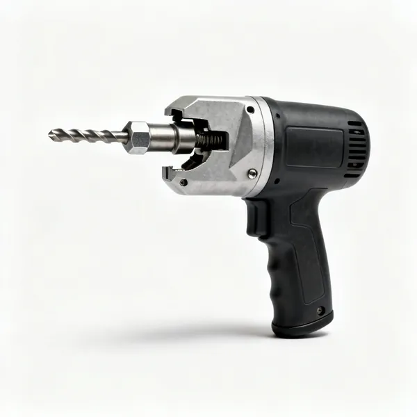 Drill attachment nibbler: A drill attachment sheet metal nibbler head with a hex shank