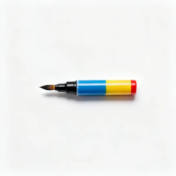 Coating touch up pen: A small touch up paint pen with a brush tip and a coloured barrel