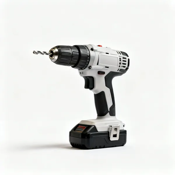 Cordless drill driver: A cordless combi drill with a keyless chuck and a battery