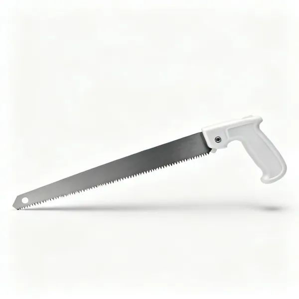 Fine tooth saw: A fine tooth hand panel saw with a plastic handle